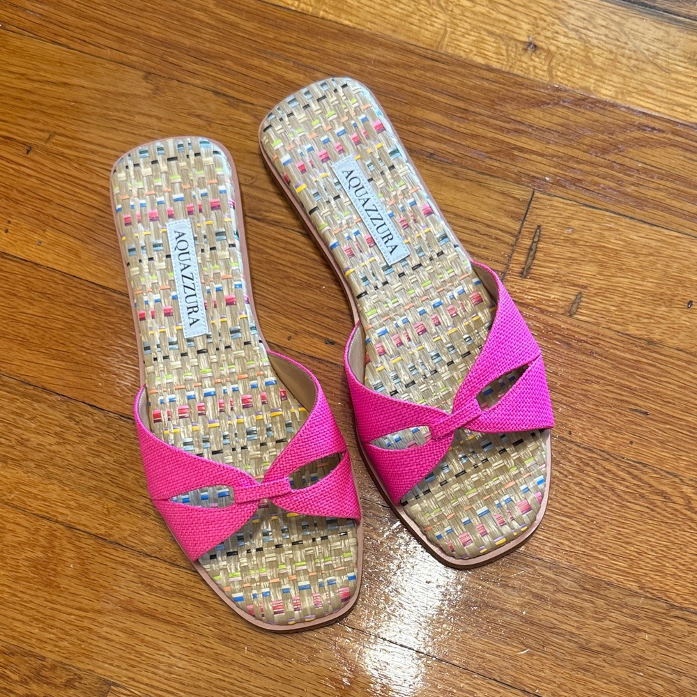 Aquazzura Fuchsia Slide Sandals